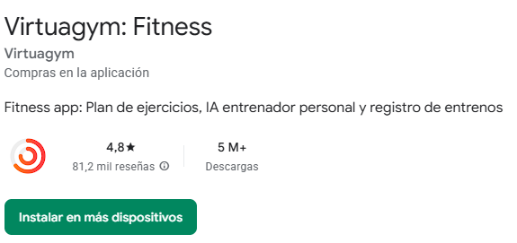 Ficha de la app «Virtuagym: Fitness» en la tienda