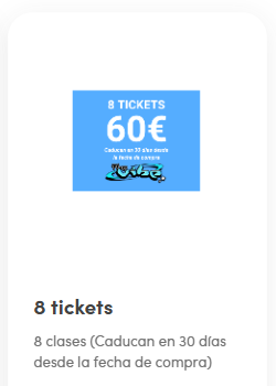 Tarjeta del bono de 8 tickets